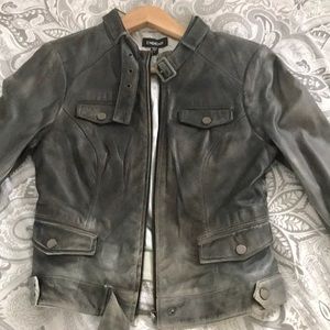 bebe Gray Leather Coat